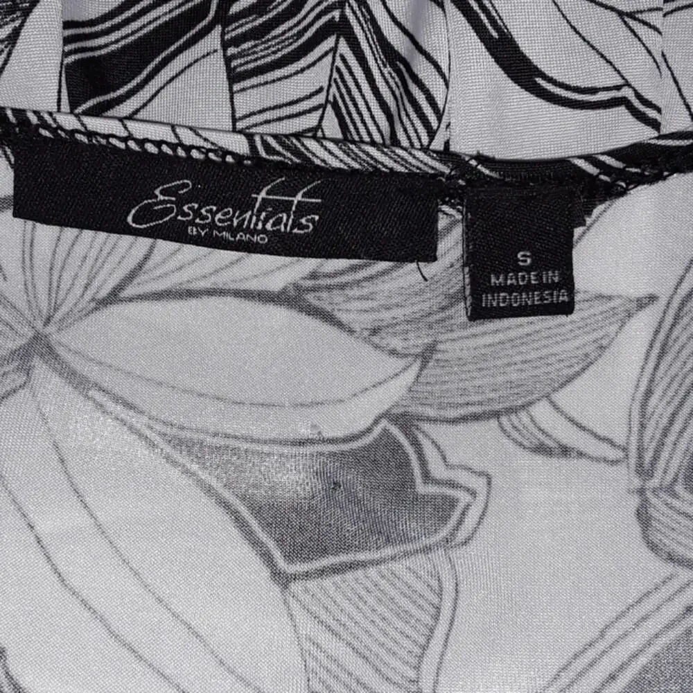 Essentials by Milano Sz S Black & White Print Dress - Picture 5 of 5